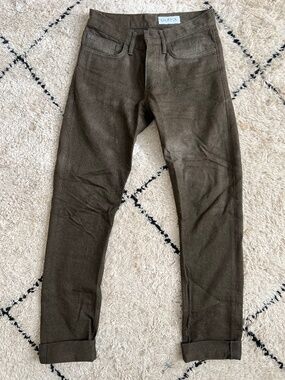 Gustin #283 Homespun Flax 5 Pocket Olive, Size 30 Slim